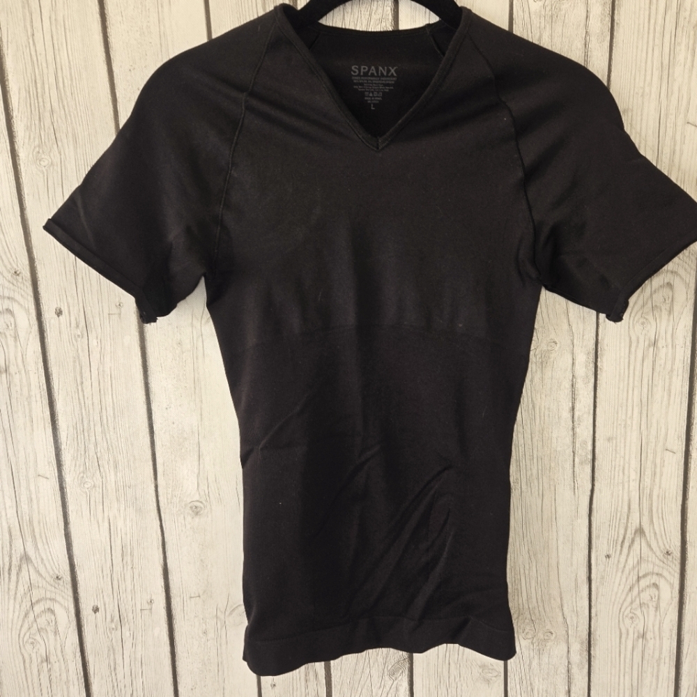 Spanx Top Cotton Compression Under Shirt Short Sleeve Black Women’s Large